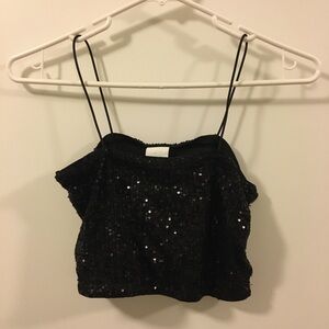 H&M SEQUINED CROPPED TANK TOP